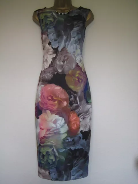 Ted Baker black floral fitted dress size 8/10?