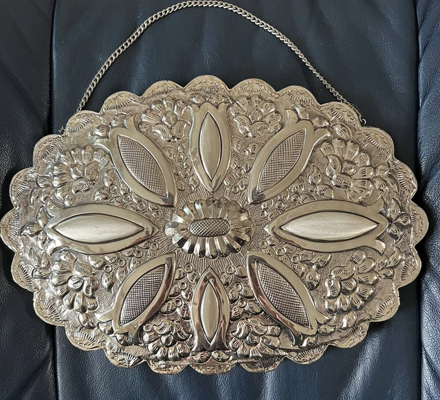 Vintage 900 Silver 10" Turkish Wedding Mirror Marked AYHAN  900