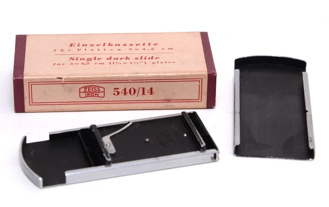 Zeiss Ikon diapositiva oscura única 540/14 para placas de 3 x 4,5 cm original en caja