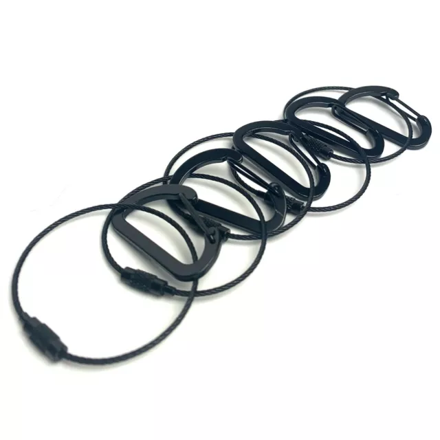 5 Black EDC Aluminium Alloy Medium Carabiner Paracord Clips Bushcraft Snap Hook