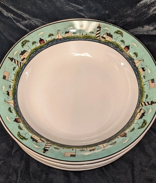 Sakura WARREN KIMBLE COASTAL BREEZE  Soup/Cereal Bowls - 6 Lighthouse Sailboat
