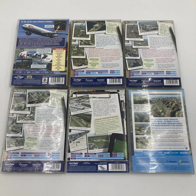 Large Pacchetto Lavoro Lotto Di 6 Simulatore di Volo / VFR Mappa Giochi PC 2