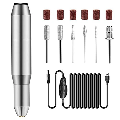 Juego de taladros eléctricos portátiles lima de uñas SetDELFO con 6 cabezales y 6...