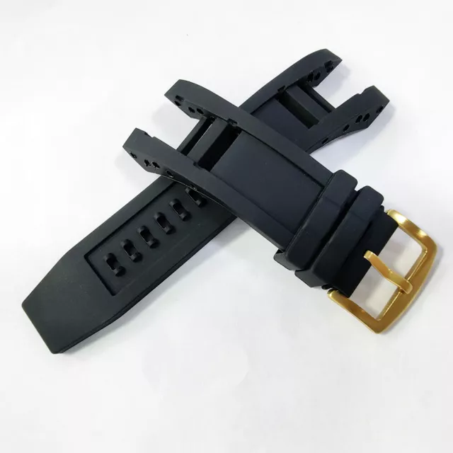 32mm Black Rubber Watch Band With Gold Buckle For Invicta Subaqua Noma IV 6564