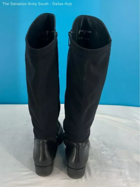 Paul Green Women's Knee High Black Leather Zip Side Boots Size-6.5 3