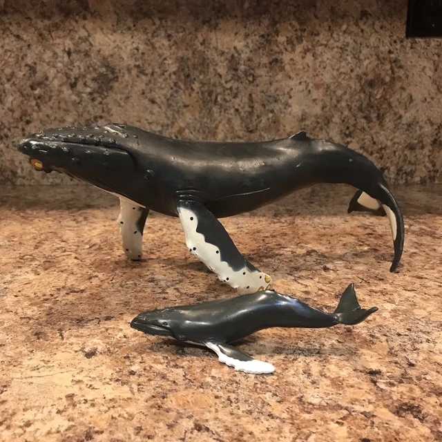 Safari LTD Vintage Humpback Whale Lot Adult Calf PVC Toy Animals 1991