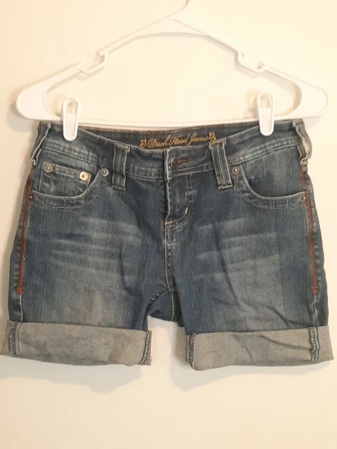Duck Head Womens Juniors Cut Off Rolled Up Jean Shorts Size 1
