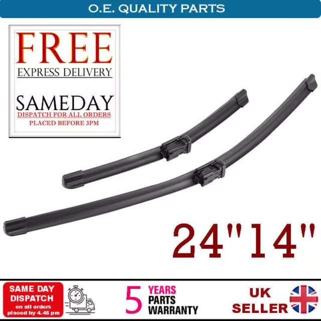 For Fiat 500 Front Windscreen Wiper Blades Pair X2 Premium Quality Flat Blades