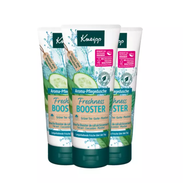 3x Kneipp Aroma Pflegedusche Freshness Booster Grüner Tee Gurke Menthol je 200ml