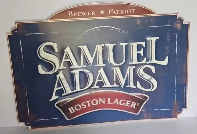 Samuel Adams Boston Lager Tin Beer Sign Embossed Letters Rustic 15” x 11” 2006