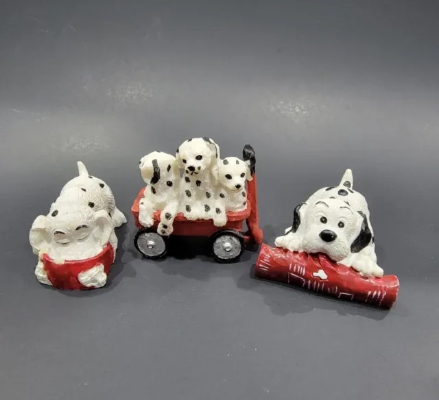 Set Of 3 Vintage Mini Resin Dalmatian Puppy Dog Figurines