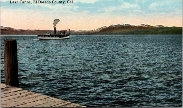 c1910 Steam Boat on Lake Tahoe El Dorado County California Vintage Postcard