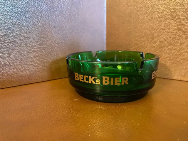 Vintage BECK's Bier Barware Green Glass Ashtray - Germany