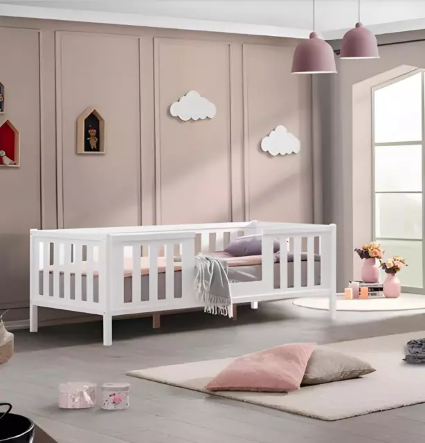 Bettrahmen Kinderbett Bett Kinderzimmer Kinderzimmermöbel  Weiß Holz neu