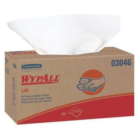 Wypall 03046 Dry Wipe, White, Pop Up Box, Double Recreped (Drc), 9 Pk, 10 In X