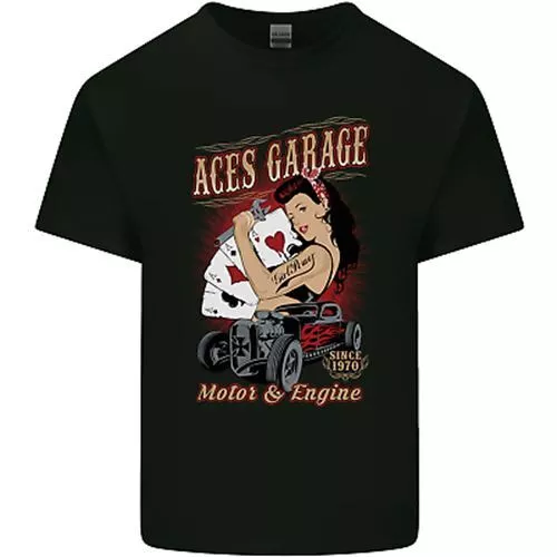 Aces Garage Hotrod Chaud Canne Dragster Voiture Homme Coton T-Shirt