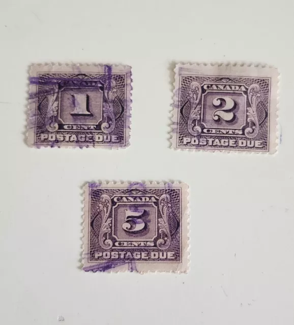 Rjkstamps (3) 1930 Canada Postage Due Stamp (1,2 & 5 cents)  Used