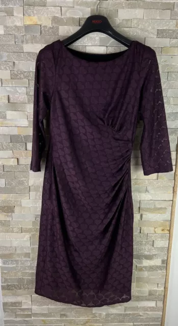 NEW PHASE EIGHT Ladies Size 12 Textured Purple Heart Dress RRP 85