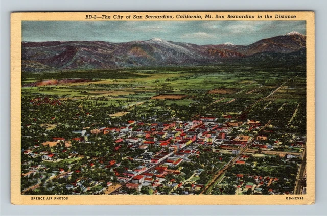 San Bernardino, CA-California, Aerial View City, c1943 Vintage Postcard