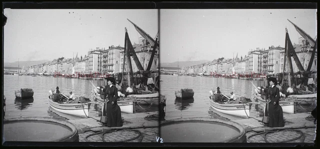FRANCE TOULON c1910 Photo NEGATIVE Plaque de verre Stereo Vintage V21T6n5
