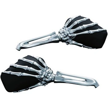 Kuryakyn Chrome/Black Skeleton Hand Mirrors w/Hardware Harley & Cruisers 1759