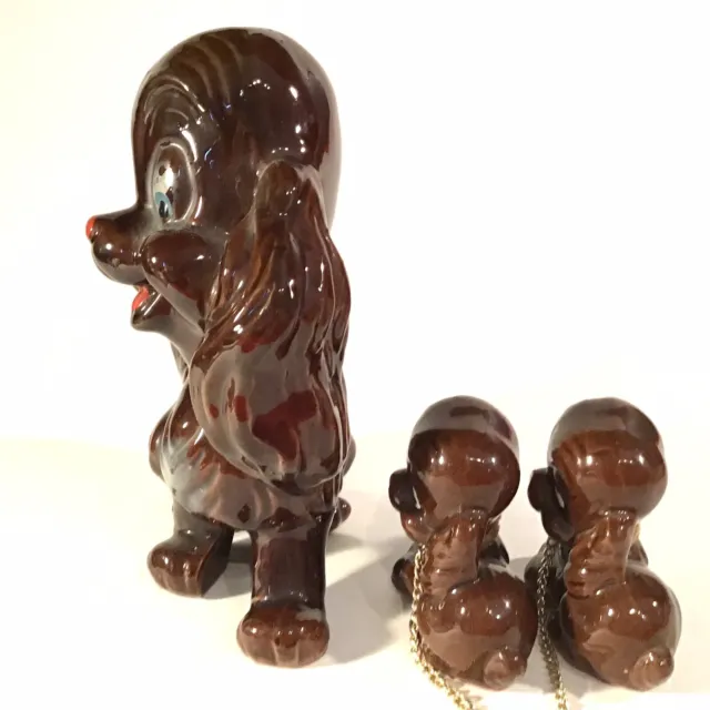 Dog Figurines Large 7" Puppy's Brown Floppy Ears Vintage Brown Redware 5