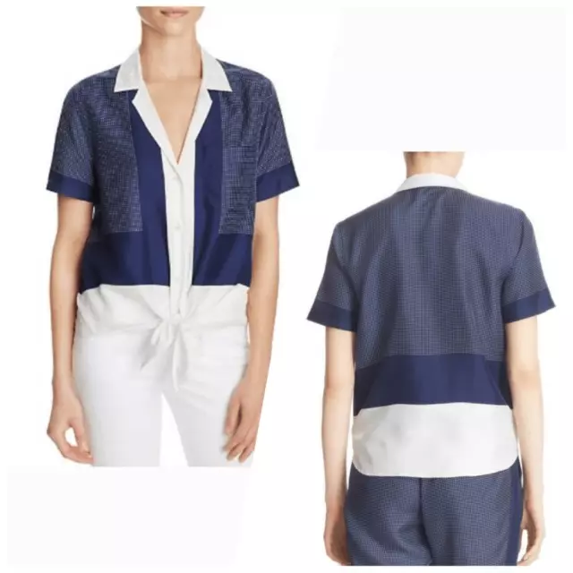 EQUIPMENT 100% Silk Keira Front Tie Short Sleeves Button Down Shirt