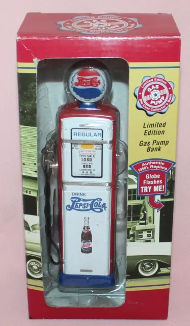 Pepsi Cola Gas Pump Diecast Bank w/Light Limited Edition