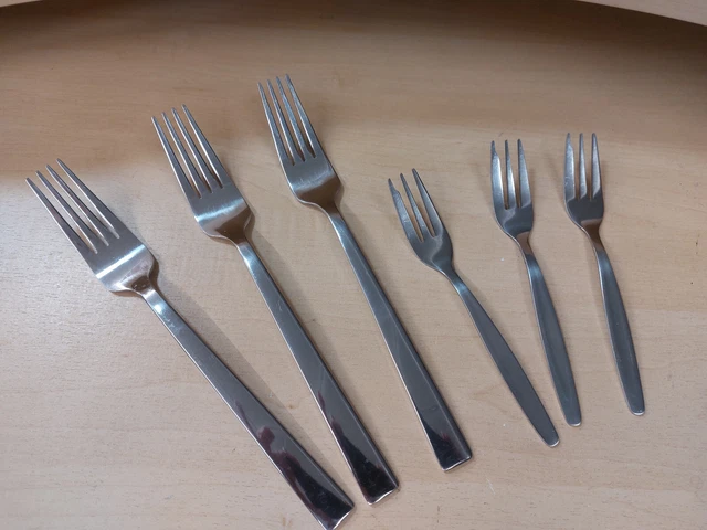 Gabel-Set 3 plus 3 Edelstahl 3 Essgabeln + 3 Kuchengabeln neuwertig silberfarben