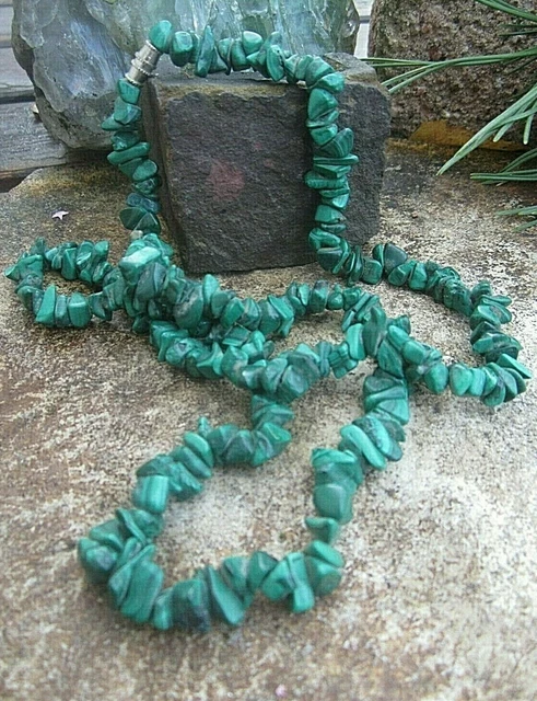 vintage kette mit aventurin und achat splittern  heilstein 77,5 g