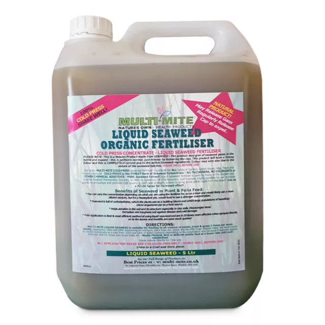 5ltr Organic Seaweed Liquid Concentrate MULTI MITE - ALL Plant FEED Fertiliser