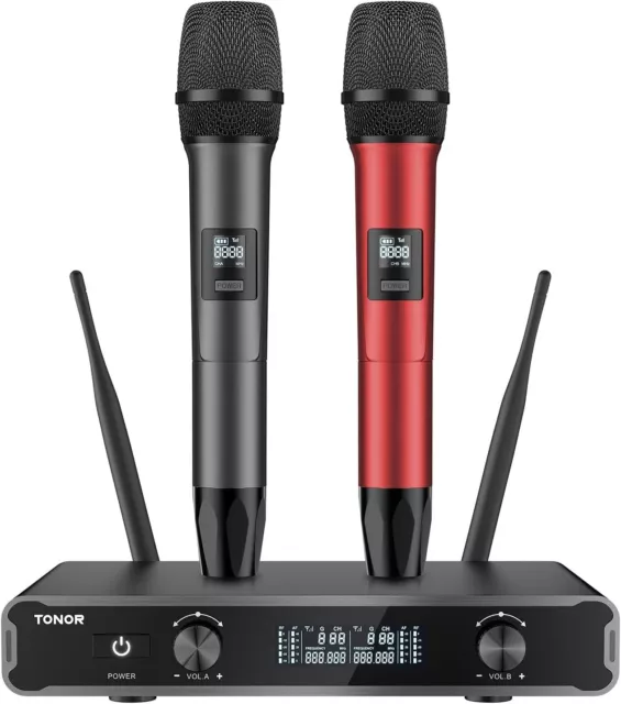 TONOR Wireless Microphones Cordless Dual Handheld Dynamic Karaoke Singing Mic