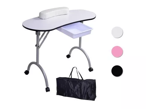 Mesa para manicura plegable, con cajón y bolsa de transporte 98x77x44 CM