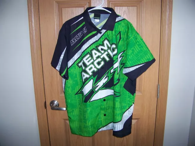 Nwot Team Arctic Cat Mens Button Up Shirt Arctic Wear Xl Green Detailed Shirtnew