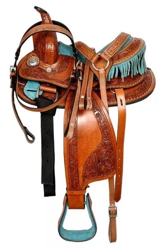 EQUIGEAR Sacoche Selle Western Cuir Cheval - 25,4x25,4x3,5cm, Sangle Réglable Pour Équitation