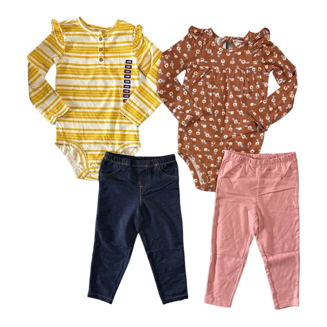 Carter's Baby Girl's 4-Piece Long Sleeve Tops & Pants Playwear Set (Golden