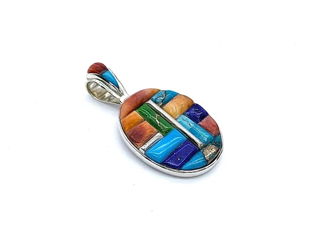 Jay King Sterling Silver Multigem Pendant. 1-1/4"