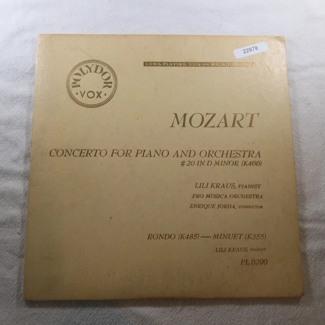 Lili Kraus Mozart Concerto For Piano Record Album Vinyl LP Lili Kraus Mozart Concerto For Piano Record Album Vinyl LP