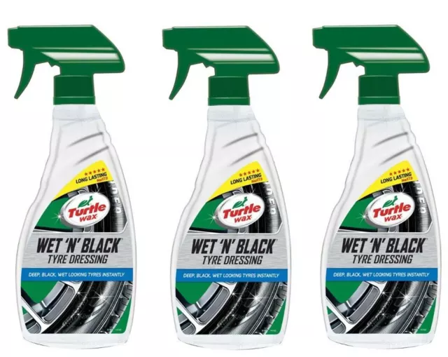 Turtle Wax Wet n Black Car Tyre Dressing Black Wet Looking Tyre 3 x 500ml