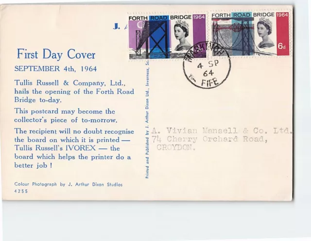 Postcard First Day Cover Opening of the Forth Road Bridge Scotland 2