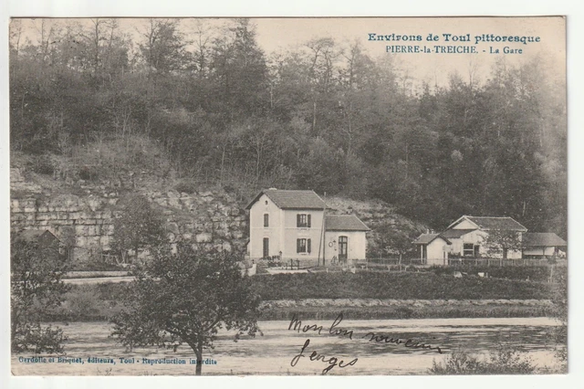 PIERRE LA TREICHE - Meurthe & Moselle - CPA 54 - C.P. Ancienne - La Gare Cachet
