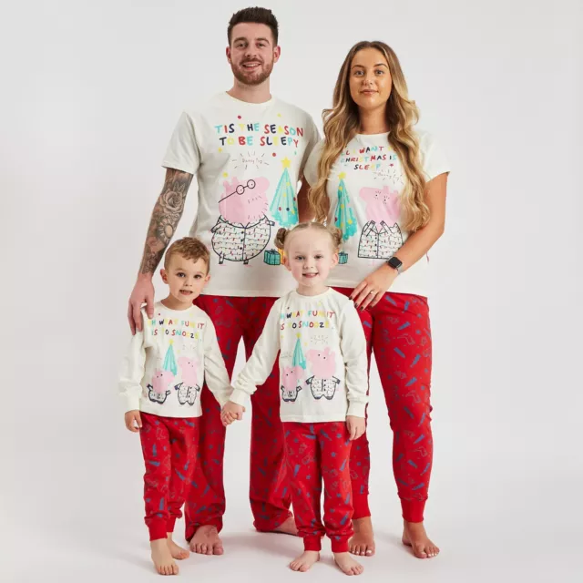 Family Matching Peppa Pig Christmas Pyjamas Mens Ladies Kids Christmas Pyjamas