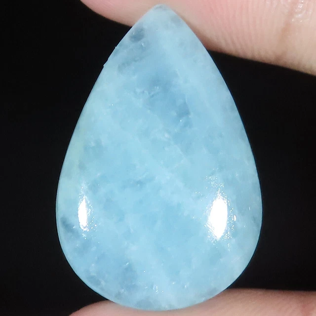 31.35 Cts 22x32x5 mm 100% Natural Santa Maria AQUAMARINE Pear Cabochon Gemstones