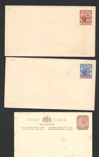 Mauritius 3 items early postal stationery