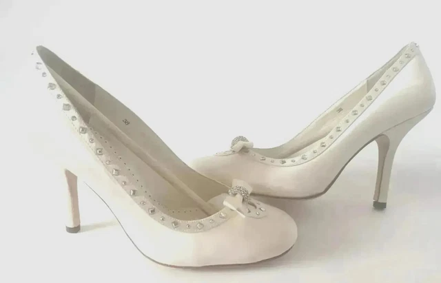 Scarpe Da Sposa Benjamin Adams Avorio Seta Cristallo Swarovski Uk 5 (38)