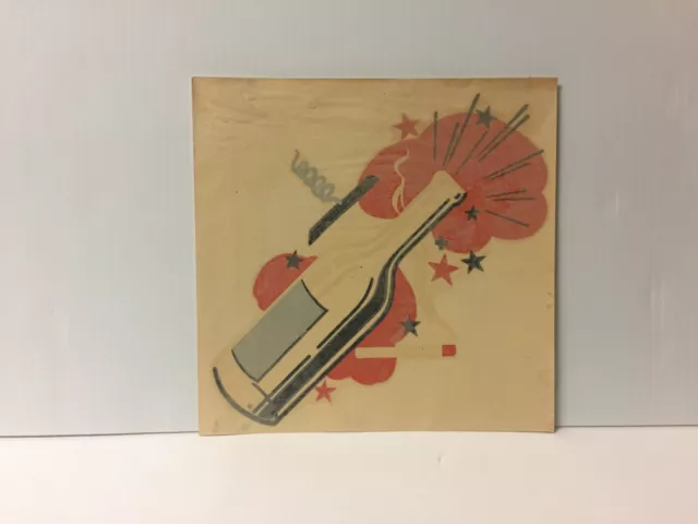1938 The Meyercord Co. Calcomanía decoración de pared transferencias código botella de champán 235