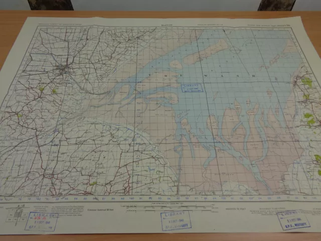 WW2 map entitled "BOSTON" with SECRET ROCKET BASE INK STAMP (V1 & V2 ROCKETS)