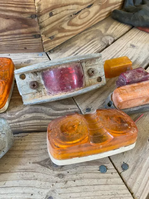 Vintage Old Antique Marker Park Light Red Orange Mixed Lot Rat Rod Truck Griffin 3