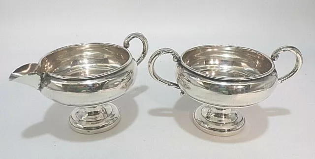 VTG STERLING SILVER 2pc SUGAR BOWL /CREAMER FOOTED 120 GRAM NO MONO NOT WEIGHTED