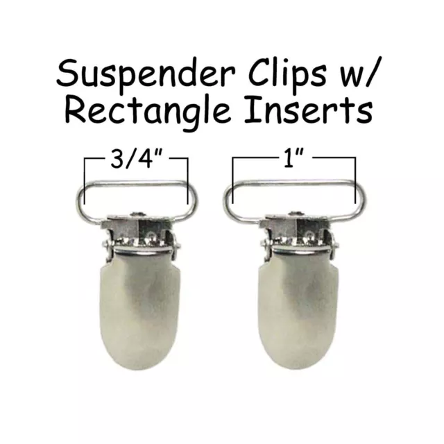Suspender Clips Silver Metal Pacifier Holder Mitten Clips - Rect Inserts